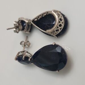 Natural Blue Sapphire Sterling Earrings